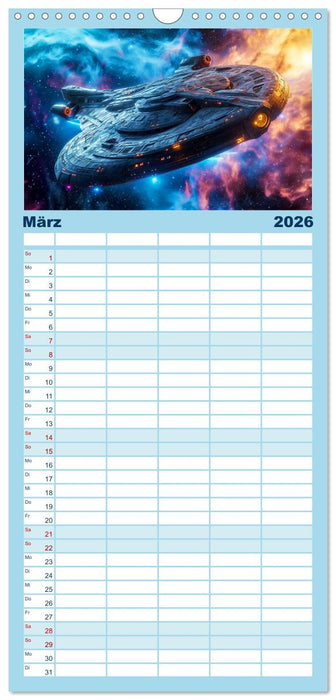 Raumschiffe - Im Universum durch Raum und Zeit (CALVENDO Familienplaner 2026)