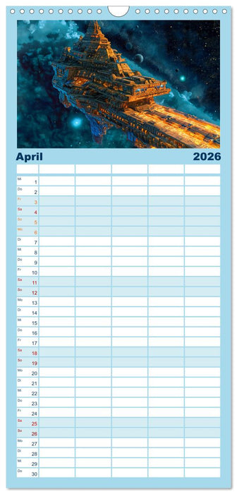 Raumschiffe - Im Universum durch Raum und Zeit (CALVENDO Familienplaner 2026)