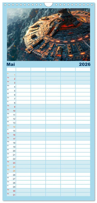 Raumschiffe - Im Universum durch Raum und Zeit (CALVENDO Familienplaner 2026)