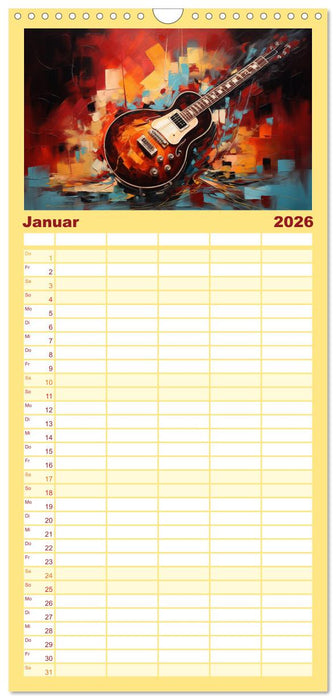 Sechs Saiten, Zwölf Monate - Der Gitarrenkalender (CALVENDO Familienplaner 2026)