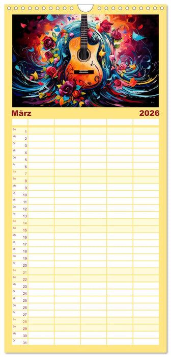 Sechs Saiten, Zwölf Monate - Der Gitarrenkalender (CALVENDO Familienplaner 2026)