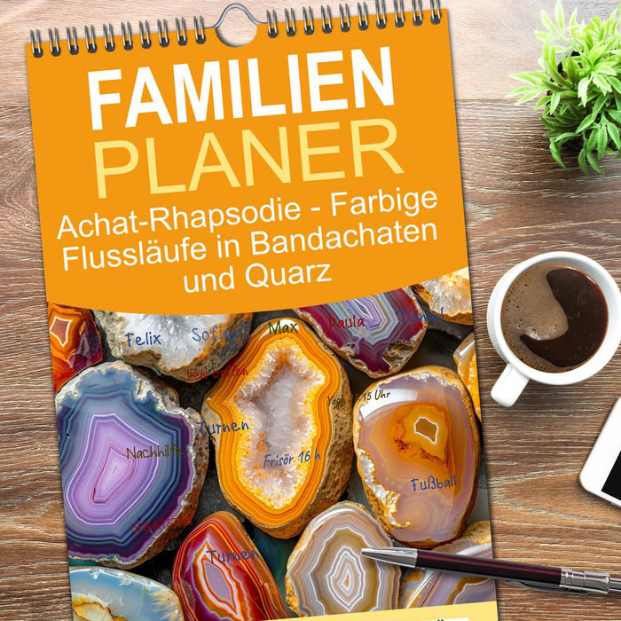 Achat-Rhapsodie - Farbige Flussläufe in Bandachaten und Quarz (CALVENDO Familienplaner 2026)