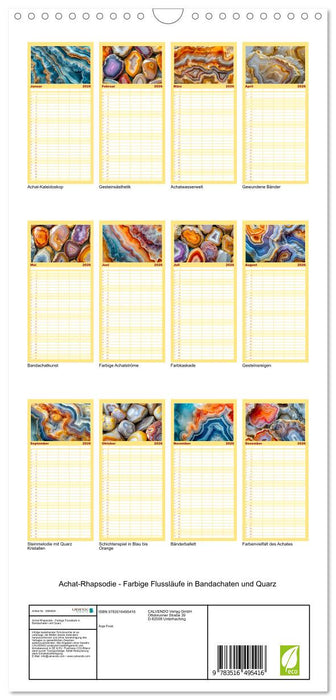 Achat-Rhapsodie - Farbige Flussläufe in Bandachaten und Quarz (CALVENDO Familienplaner 2026)
