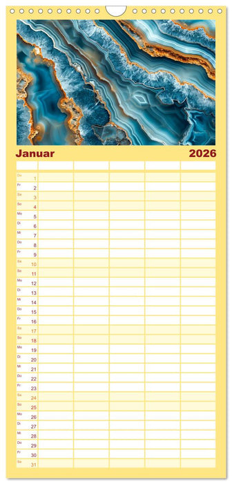Achat-Rhapsodie - Farbige Flussläufe in Bandachaten und Quarz (CALVENDO Familienplaner 2026)