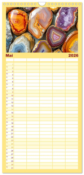 Achat-Rhapsodie - Farbige Flussläufe in Bandachaten und Quarz (CALVENDO Familienplaner 2026)