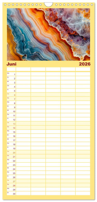 Achat-Rhapsodie - Farbige Flussläufe in Bandachaten und Quarz (CALVENDO Familienplaner 2026)