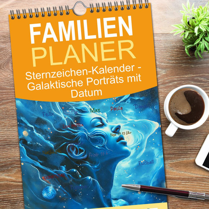 Sternzeichen-Kalender - Galaktische Porträts mit Datum (CALVENDO Familienplaner 2026)