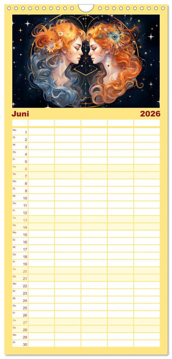 Sternzeichen-Kalender - Galaktische Porträts mit Datum (CALVENDO Familienplaner 2026)