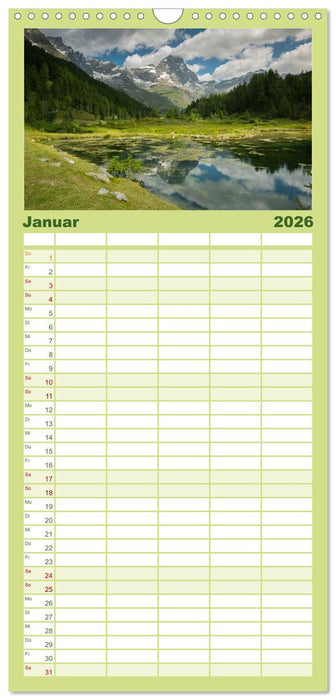 Natur im Aostatal (CALVENDO Familienplaner 2026)