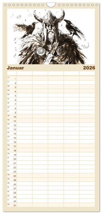 Götter der Wikinger - Skizzen zur Welt der Nordischen Mythologie (CALVENDO Familienplaner 2026)