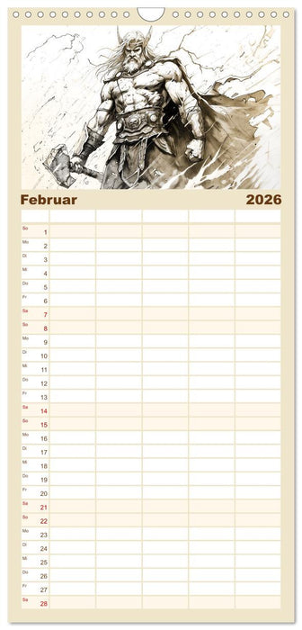 Götter der Wikinger - Skizzen zur Welt der Nordischen Mythologie (CALVENDO Familienplaner 2026)