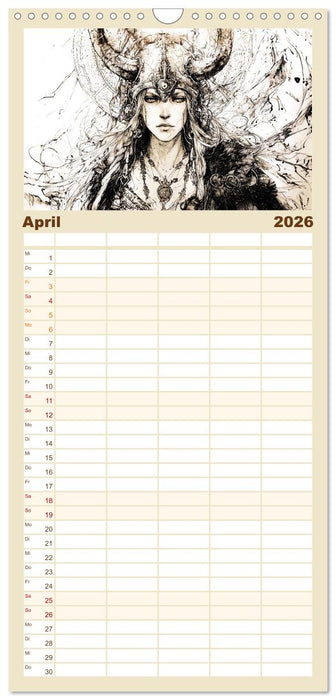 Götter der Wikinger - Skizzen zur Welt der Nordischen Mythologie (CALVENDO Familienplaner 2026)