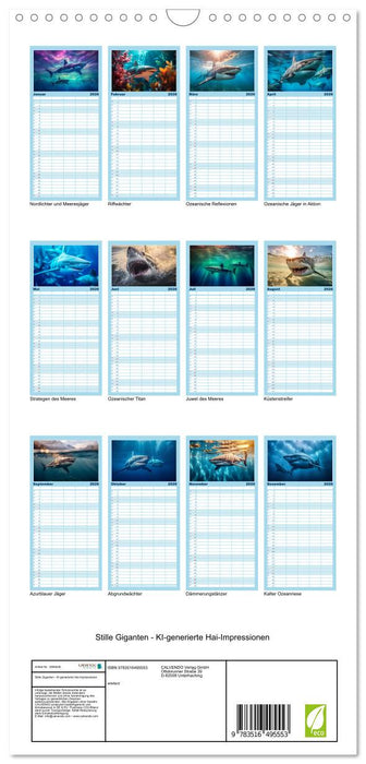 Stille Giganten - KI-generierte Hai-Impressionen (CALVENDO Familienplaner 2026)