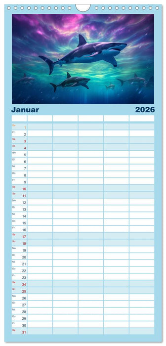 Stille Giganten - KI-generierte Hai-Impressionen (CALVENDO Familienplaner 2026)