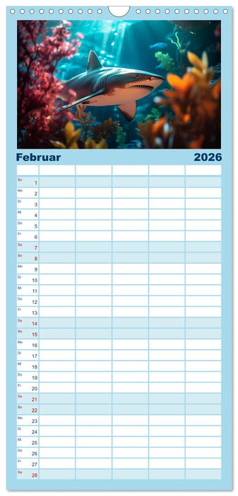 Stille Giganten - KI-generierte Hai-Impressionen (CALVENDO Familienplaner 2026)