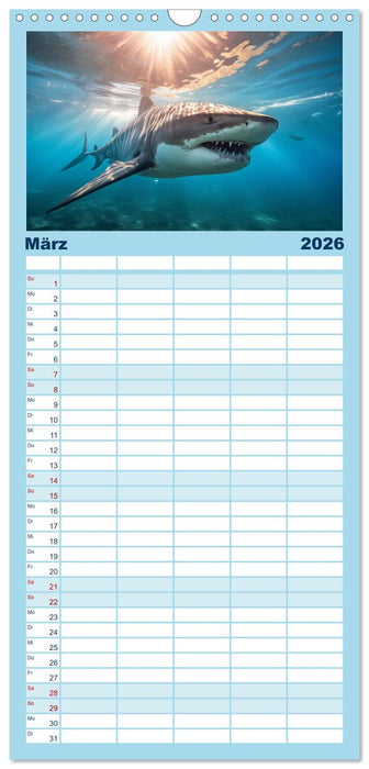 Stille Giganten - KI-generierte Hai-Impressionen (CALVENDO Familienplaner 2026)