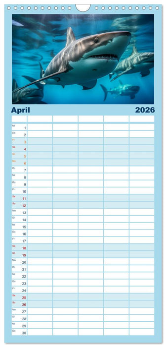 Stille Giganten - KI-generierte Hai-Impressionen (CALVENDO Familienplaner 2026)
