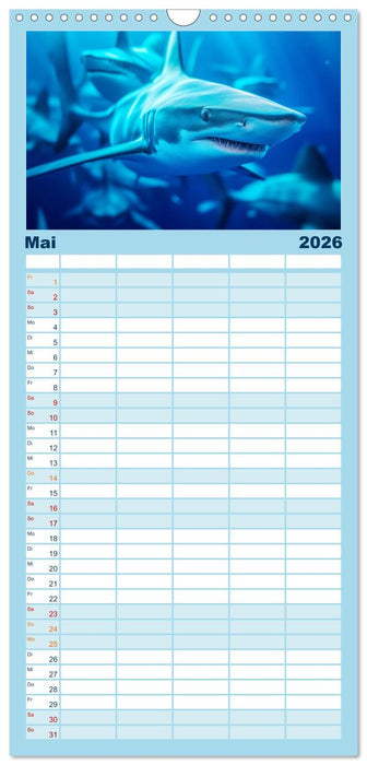 Stille Giganten - KI-generierte Hai-Impressionen (CALVENDO Familienplaner 2026)
