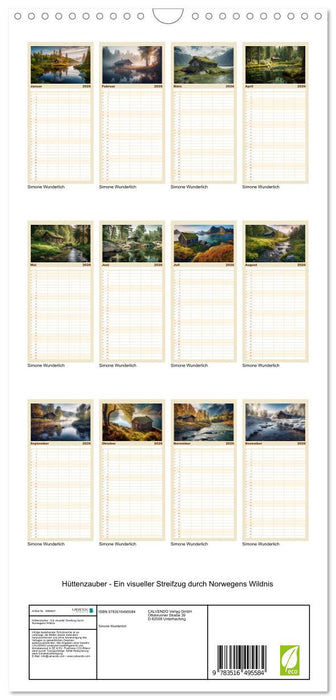 Hüttenzauber - Ein visueller Streifzug durch Norwegens Wildnis (CALVENDO Familienplaner 2026)