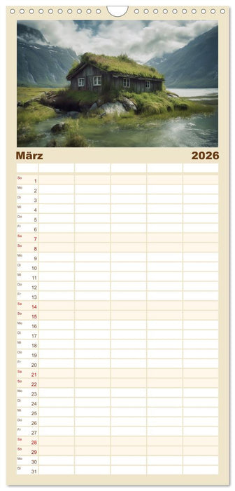 Hüttenzauber - Ein visueller Streifzug durch Norwegens Wildnis (CALVENDO Familienplaner 2026)