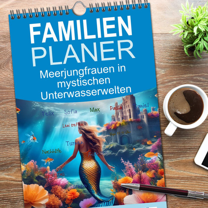Meerjungfrauen in mystischen Unterwasserwelten (CALVENDO Familienplaner 2026)