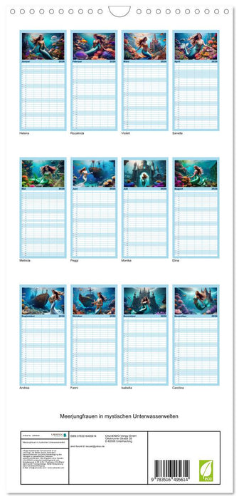 Meerjungfrauen in mystischen Unterwasserwelten (CALVENDO Familienplaner 2026)