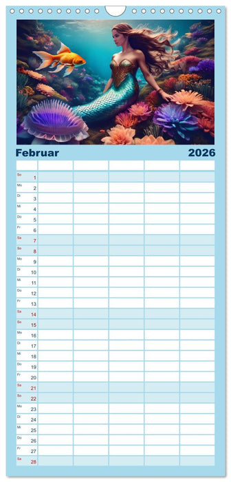 Meerjungfrauen in mystischen Unterwasserwelten (CALVENDO Familienplaner 2026)