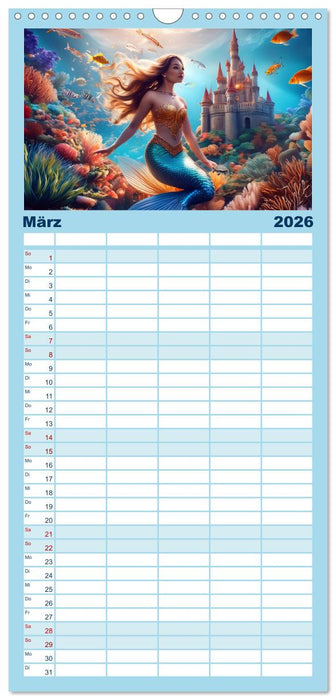 Meerjungfrauen in mystischen Unterwasserwelten (CALVENDO Familienplaner 2026)