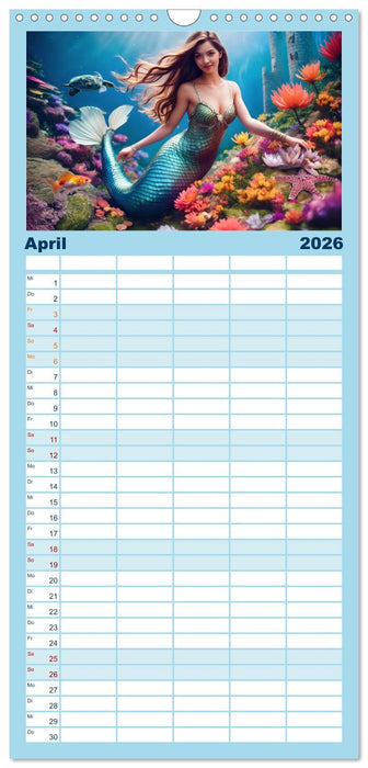 Meerjungfrauen in mystischen Unterwasserwelten (CALVENDO Familienplaner 2026)