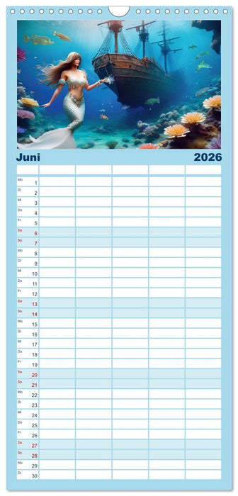 Meerjungfrauen in mystischen Unterwasserwelten (CALVENDO Familienplaner 2026)