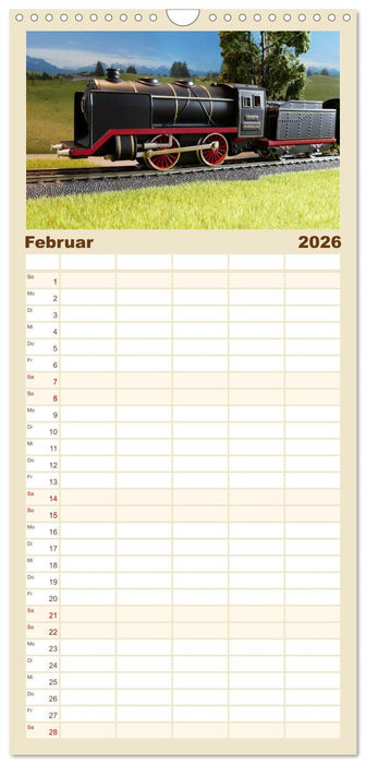 Bahn-Nostalgie im Modell (CALVENDO Familienplaner 2026)