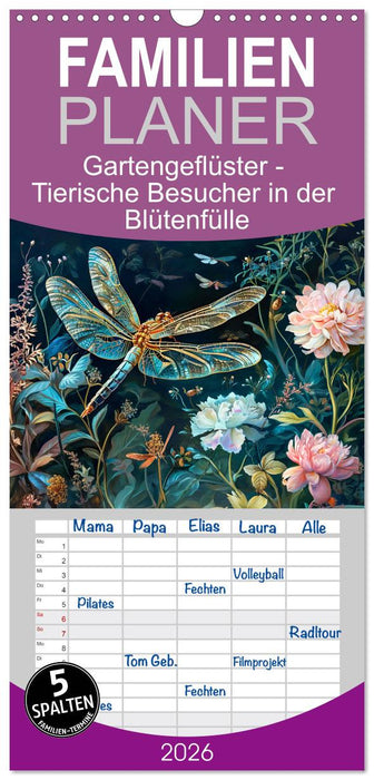 Gartengeflüster - Tierische Besucher in der Blütenfülle (CALVENDO Familienplaner 2026)