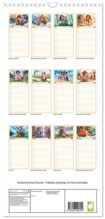Tierische Anime-Freunde - Fröhliche Streifzüge mit Hund und Katze (CALVENDO Familienplaner 2026)