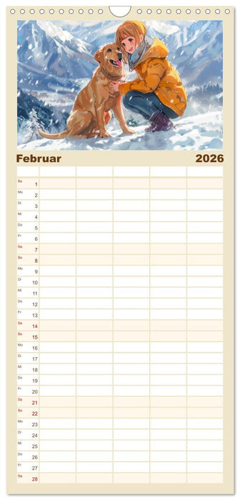 Tierische Anime-Freunde - Fröhliche Streifzüge mit Hund und Katze (CALVENDO Familienplaner 2026)