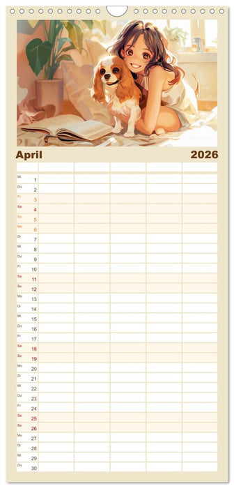 Tierische Anime-Freunde - Fröhliche Streifzüge mit Hund und Katze (CALVENDO Familienplaner 2026)