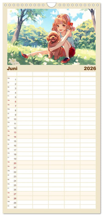 Tierische Anime-Freunde - Fröhliche Streifzüge mit Hund und Katze (CALVENDO Familienplaner 2026)