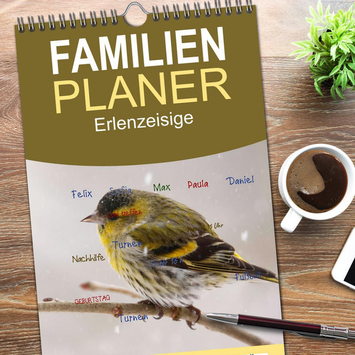 Erlenzeisige (CALVENDO Familienplaner 2026)