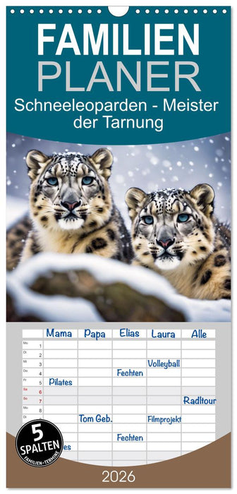 Schneeleoparden - Meister der Tarnung (CALVENDO Familienplaner 2026)