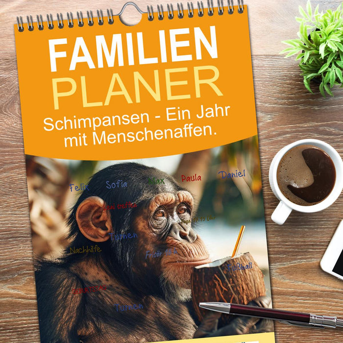 Schimpansen - Ein Jahr mit Menschenaffen. (CALVENDO Familienplaner 2026)