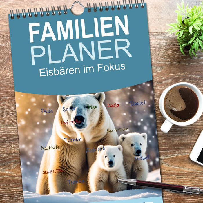 Eisbären im Fokus (CALVENDO Familienplaner 2026)