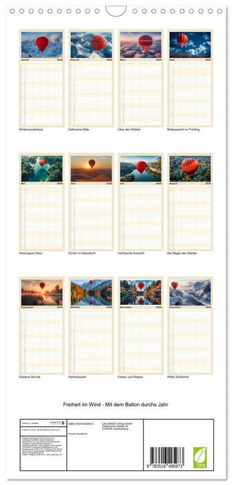 Freiheit im Wind - Mit dem Ballon durchs Jahr (CALVENDO Familienplaner 2026)
