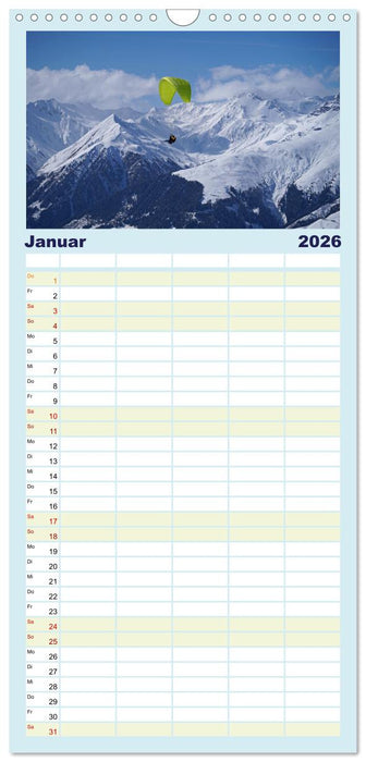 Gleitschirmfliegen in den Tuxer Alpen (CALVENDO Familienplaner 2026)