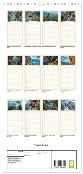 Vertikale Freiheit (CALVENDO Familienplaner 2026)