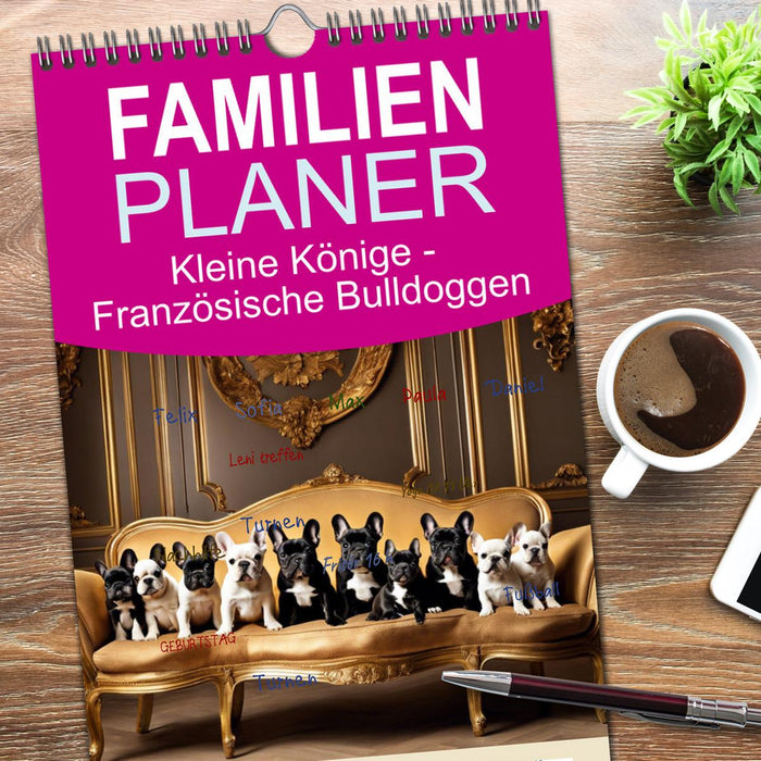Kleine Könige - Französische Bulldoggen (CALVENDO Familienplaner 2026)
