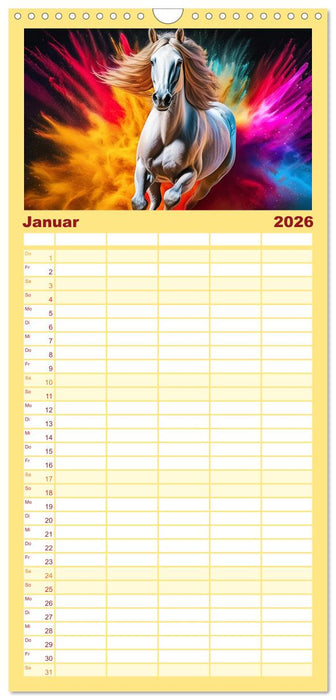 Pferde im Farbenrausch (CALVENDO Familienplaner 2026)