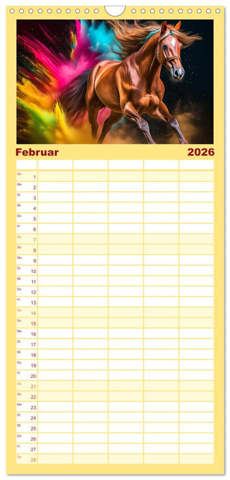 Pferde im Farbenrausch (CALVENDO Familienplaner 2026)