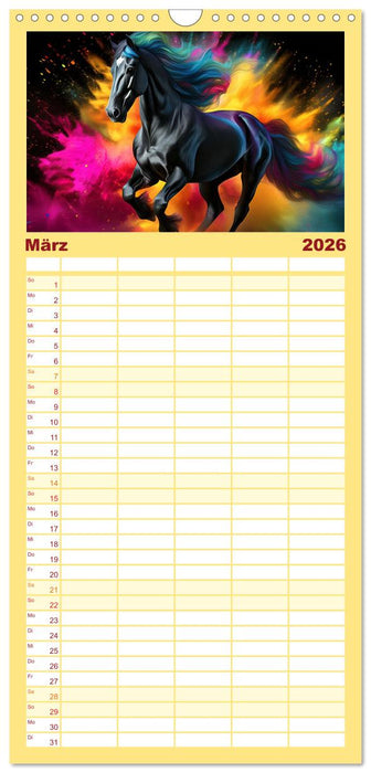 Pferde im Farbenrausch (CALVENDO Familienplaner 2026)