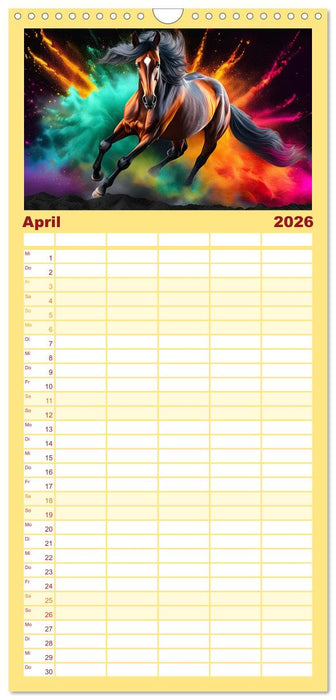 Pferde im Farbenrausch (CALVENDO Familienplaner 2026)