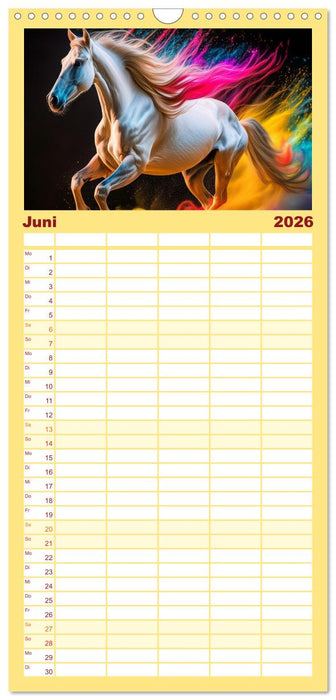 Pferde im Farbenrausch (CALVENDO Familienplaner 2026)