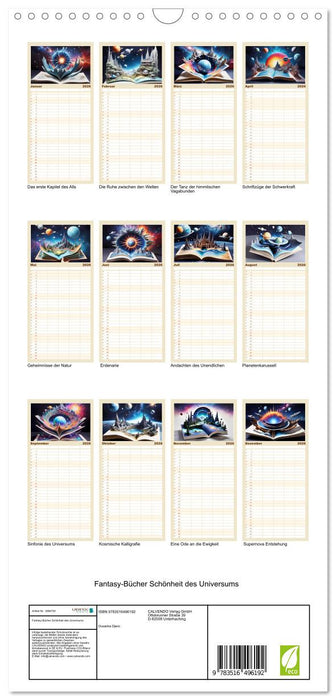 Fantasy-Bücher Schönheit des Universums (CALVENDO Familienplaner 2026)